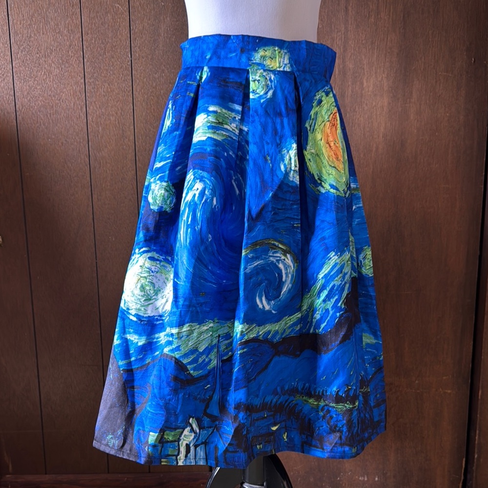 Blue Artistic Print Women's Skirt
